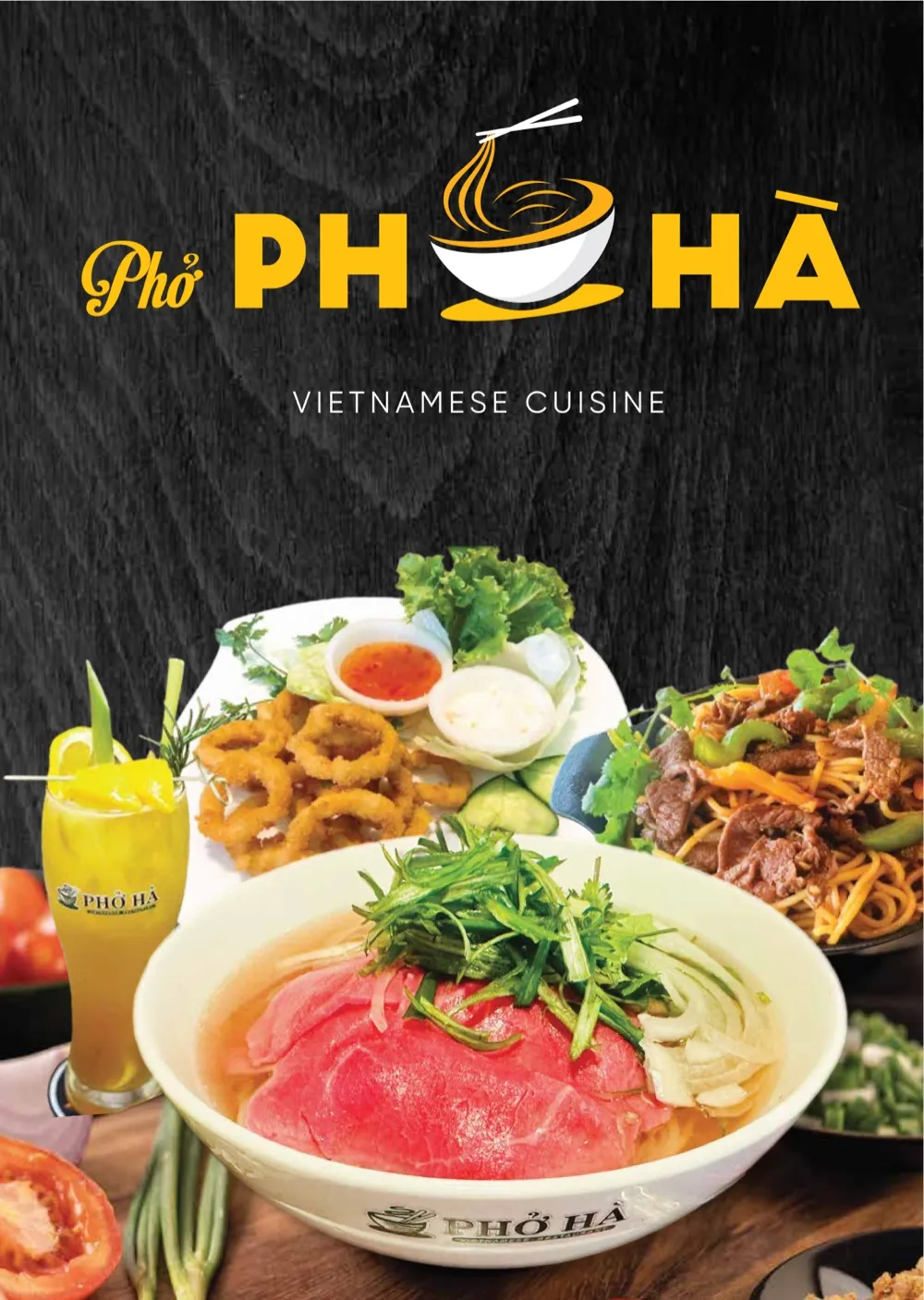 Cover of the printed Phở Hà menu